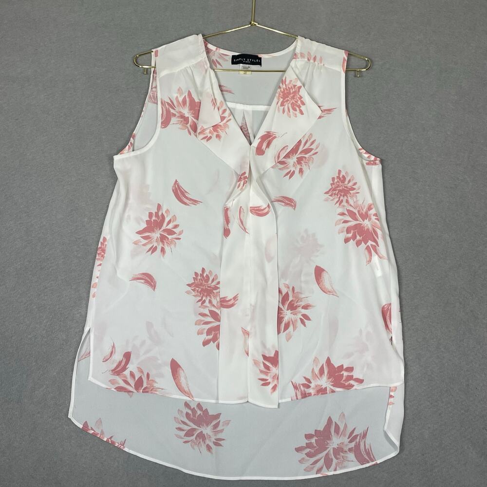 Simply Styled Pink Floral Sleeveless High-Low Blouse | M